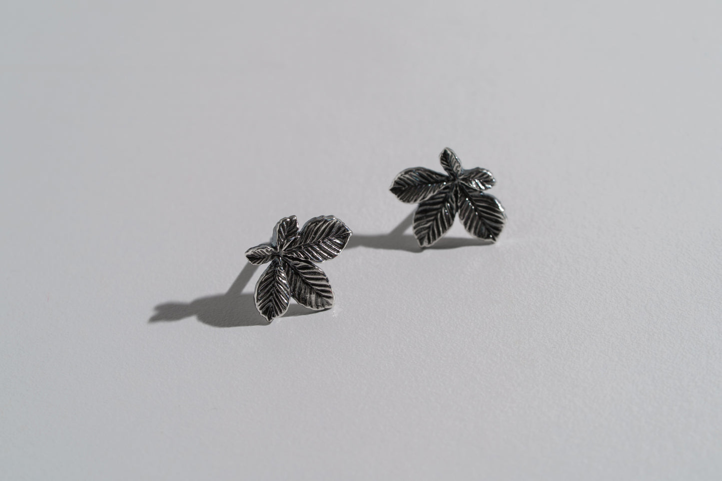 Earrings “Chestnut Leaf” (15 mm) blackened