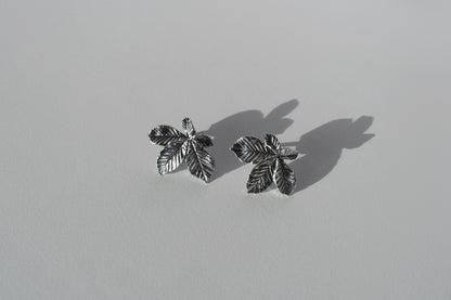 Earrings “Chestnut Leaf” (20 mm) blackened