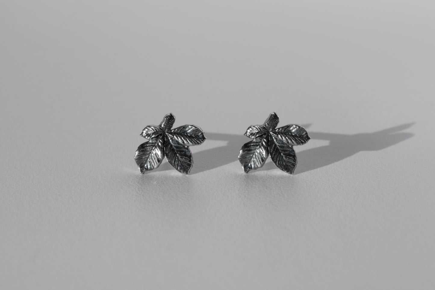 Earrings “Chestnut Leaf” (20 mm) blackened