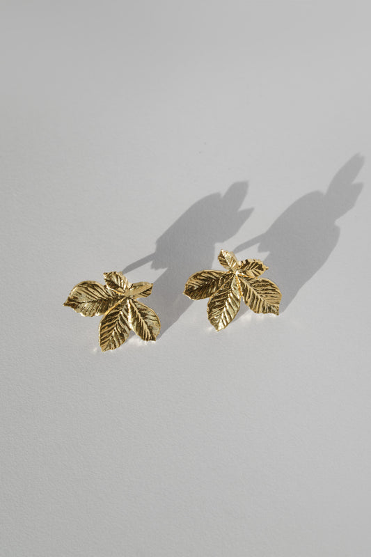 Earrings “Chestnut Leaf” (20 mm) light with gilding