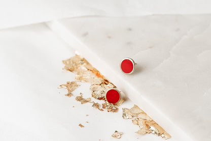 Stud earrings "Circle" (12 mm) with enamel