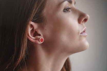 Stud earrings "Circle" (12 mm) with enamel
