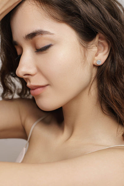 Stud earrings "Circle" (8 mm) with enamel