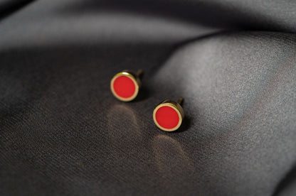 Stud earrings "Circle" (8 mm) with enamel