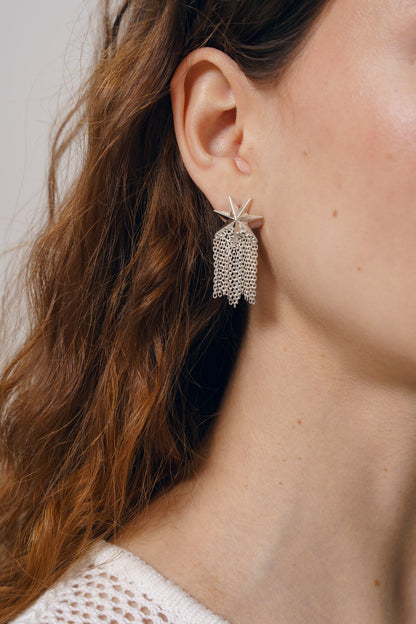 Earrings "Comet" ("tail" of a comet 20 mm)