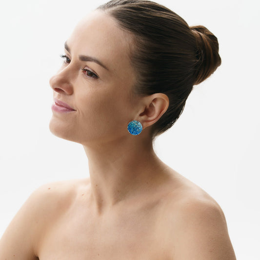 Disc Earrings "Wave" blue (20 mm)