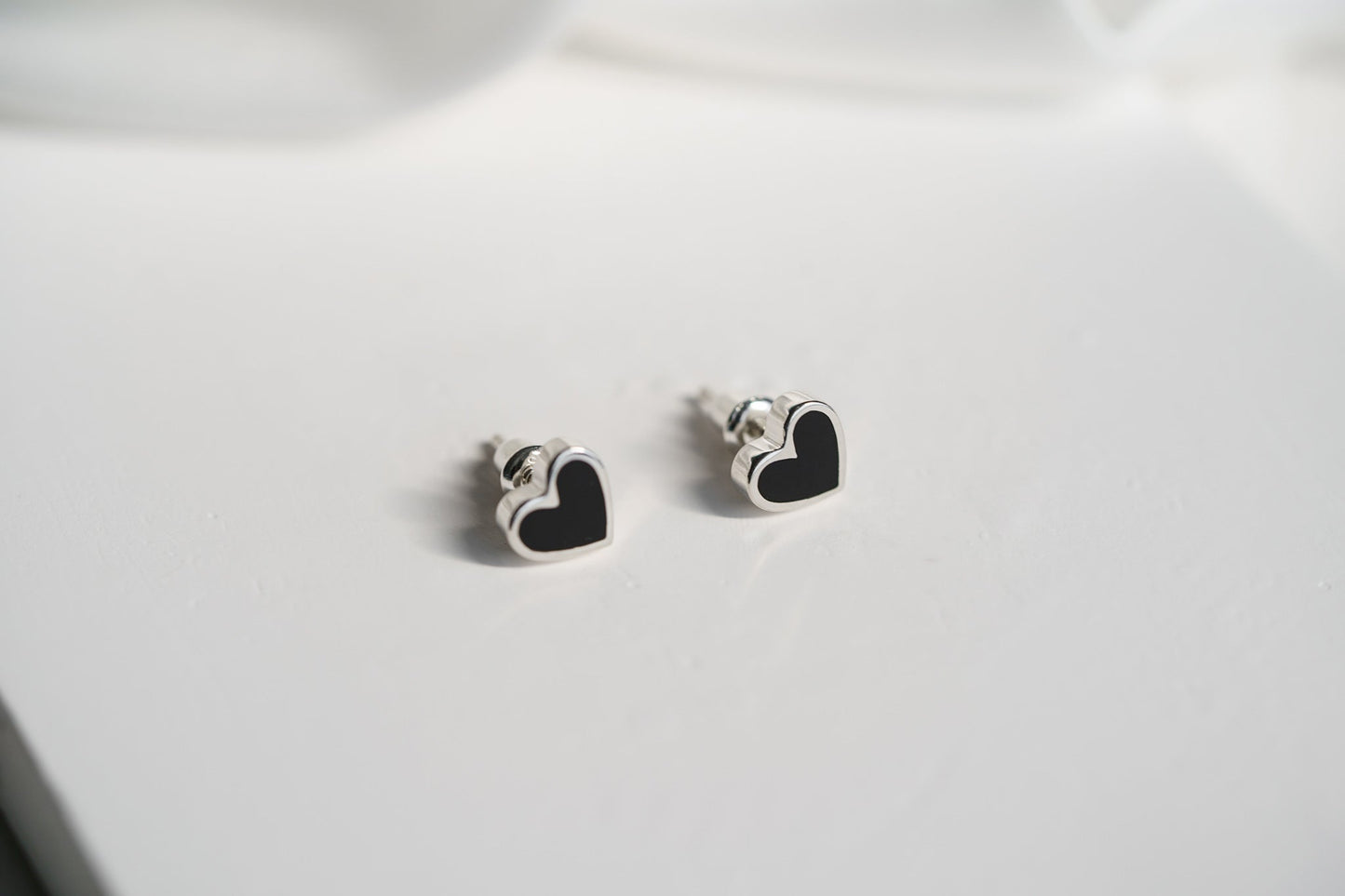 Earrings "Heart" with black enamel