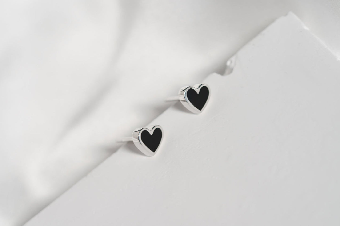 Earrings "Heart" with black enamel