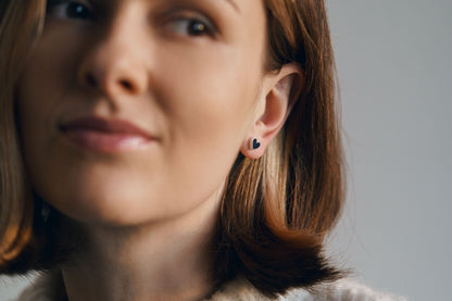 Earrings "Heart" with black enamel