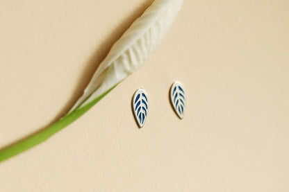 Earrings "Indian Leaves" with enamel
