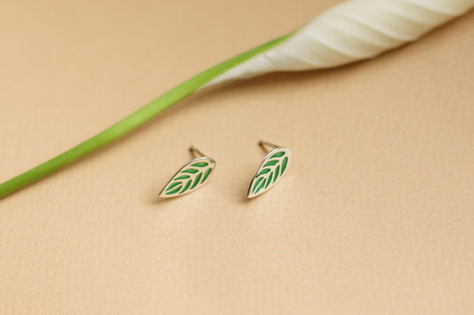 Earrings "Indian Leaves" with enamel