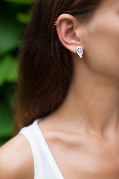 Earrings "Indian Leaves" with enamel