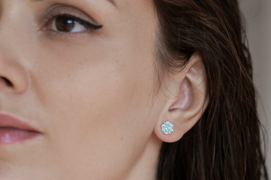 Stud earrings "Water ripple" light blue mini