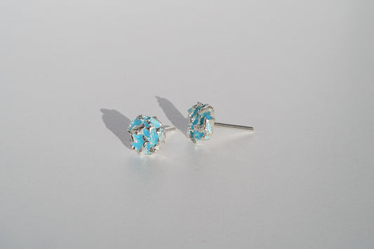 Stud earrings "Water ripple" light blue mini