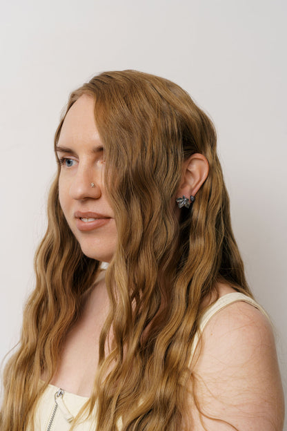 Earrings set “Chestnut Nut&Leaf” (8&20 mm) blackened