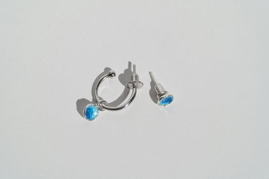 Earrings set "Sea" (6 mm) blue