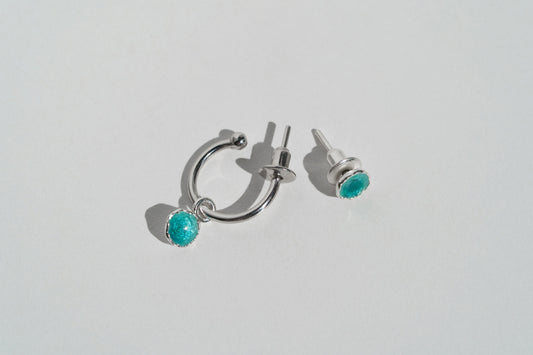 Earrings set "Sea" (6 mm) emerald