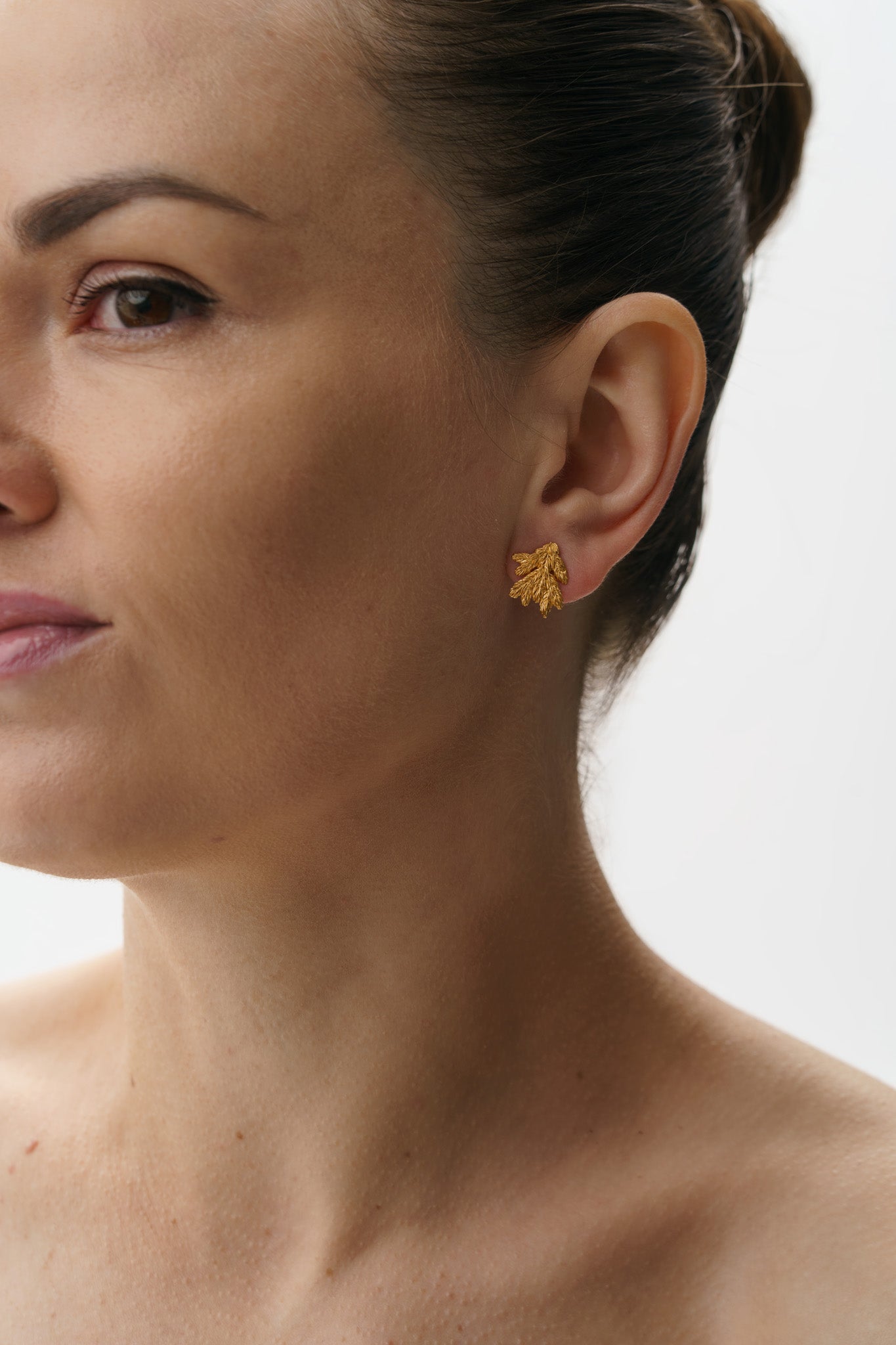 Earrings “Spruce Branch” with gilding