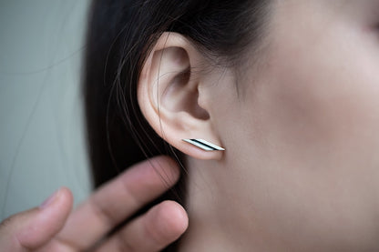 Stud earrings "Stripe" (17 mm) diagonal with enamel