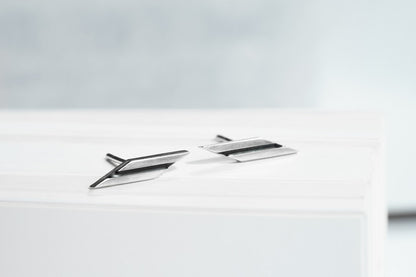 Stud earrings "Stripe" (17 mm) diagonal with enamel