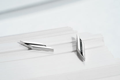 Stud earrings "Stripe" (17 mm) diagonal with enamel