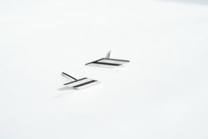 Stud earrings "Stripe" (17 mm) diagonal with enamel