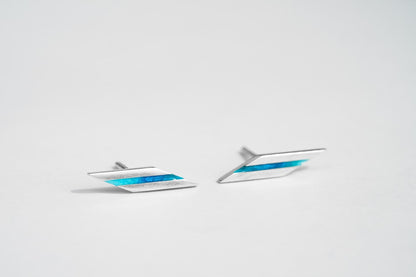 Stud earrings "Stripe" (17 mm) diagonal with enamel