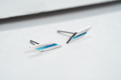 Stud earrings "Stripe" (17 mm) diagonal with enamel