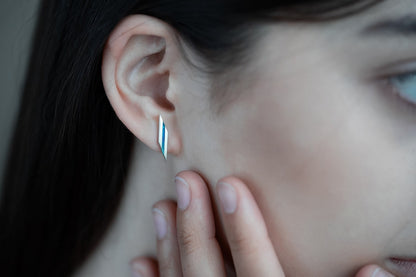 Stud earrings "Stripe" (17 mm) diagonal with enamel