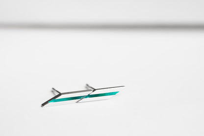 Stud earrings "Stripe" (17 mm) diagonal with enamel