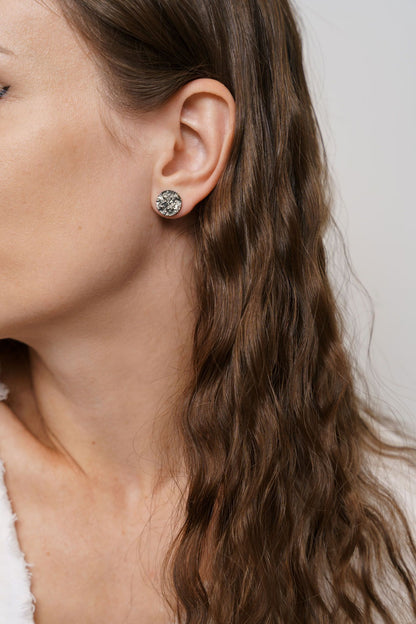 Disc earrings "Water surface" (10 mm) blackened