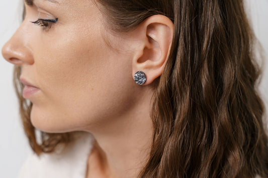 Disc earrings "Water surface" (10 mm) blackened