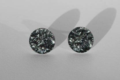 Disc earrings "Water surface" (10 mm) blackened