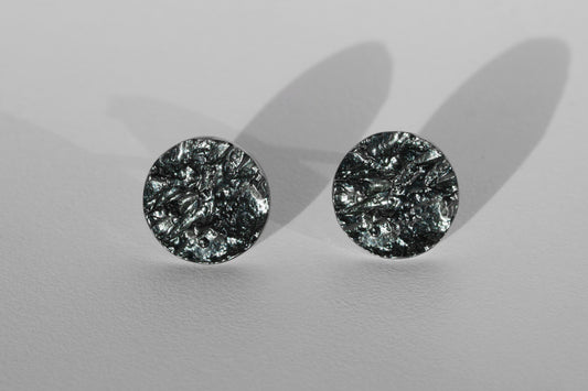 Disc earrings "Water surface" (10 mm) blackened
