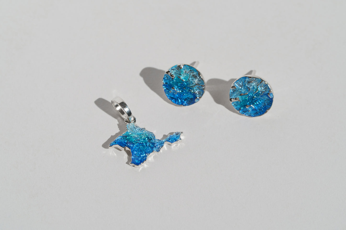 Pendant "Ukrainian Peninsula" textured with blue enamel