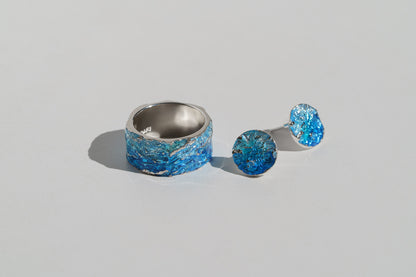Disc earrings "Wave" (10 mm) blue