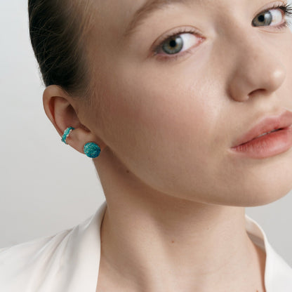 Disc earrings "Wave" (10 mm) emerald