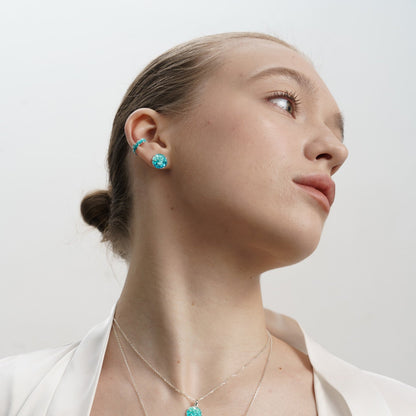 Disc earrings "Wave" (10 mm) emerald