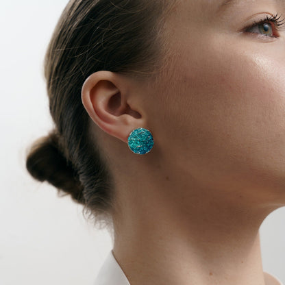 Disc Earrings "Wave" emerald (15 mm)
