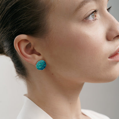 Disc earrings "Wave" (15 mm) emerald