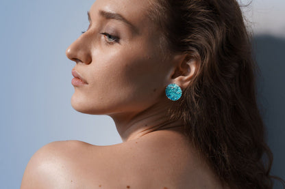 Disc Earrings "Wave" emerald (20 mm)