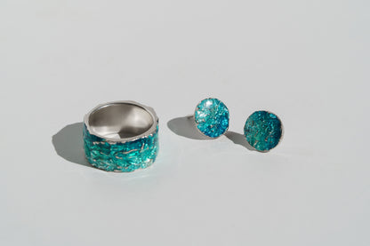 Ring "WAVE" emerald (10 mm) with smooth edges