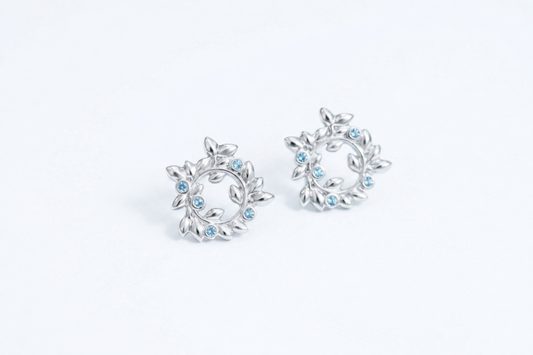 Stud earrings "Wreath" with gemstones