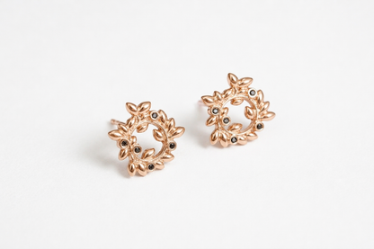 Stud earrings "Wreath" with gemstones