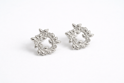 Stud earrings "Wreath" with gemstones