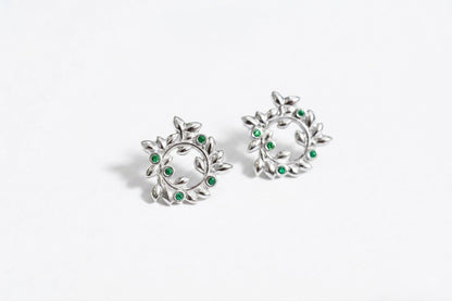 Stud earrings "Wreath" with gemstones