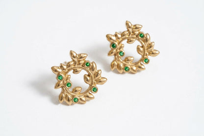 Stud earrings "Wreath" with gemstones