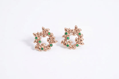Stud earrings "Wreath" with gemstones