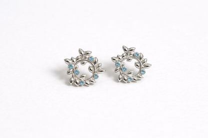 Stud earrings "Wreath" with gemstones