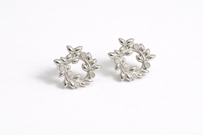 Stud earrings "Wreath" with gemstones